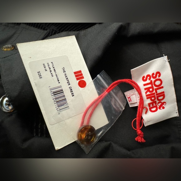 Solid & Striped Black Mesh Button Front Collared LBD, Size XS, NWT - Picture 11 of 11